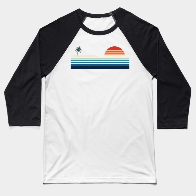 Minimalist, Geometric Retro Ocean Sunrise II Baseball T-Shirt by Insightly Designs